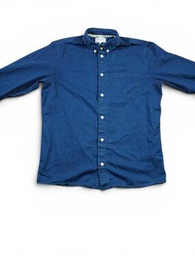 Norse Projects Shirt Mens Size Medium Navy Long Sleeve Osvald Brushed Flannel
